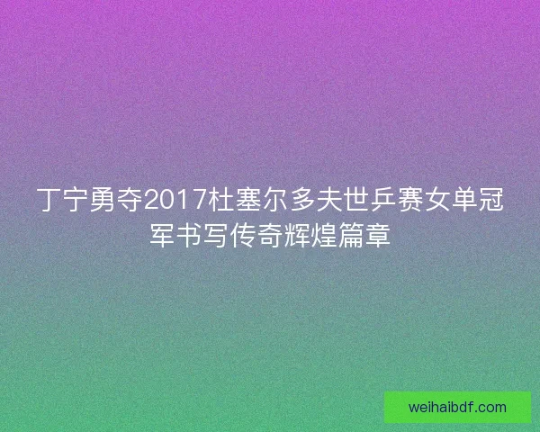 丁宁勇夺2017杜塞尔多夫世乒赛女单冠军书写传奇辉煌篇章