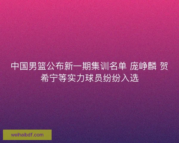 中国男篮公布新一期集训名单 庞峥麟 贺希宁等实力球员纷纷入选