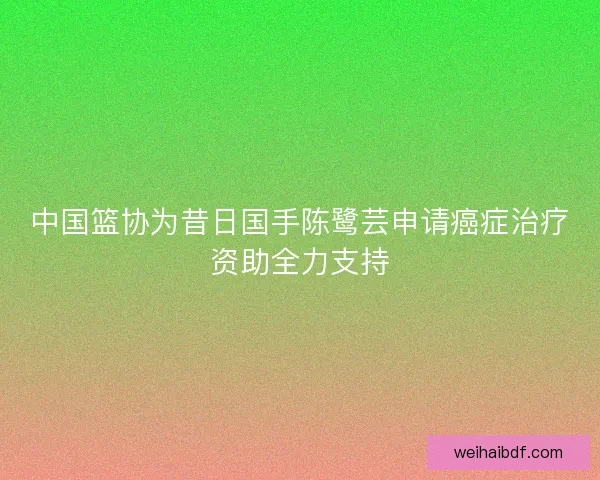 中国篮协为昔日国手陈鹭芸申请癌症治疗资助全力支持 中国篮协为昔日国手陈鹭芸申请癌症治疗资助全力支持