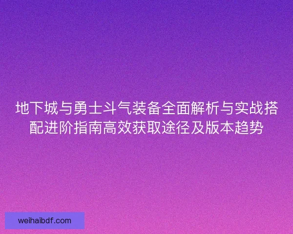 地下城与勇士斗气装备全面解析与实战搭配进阶指南高效获取途径及版本趋势