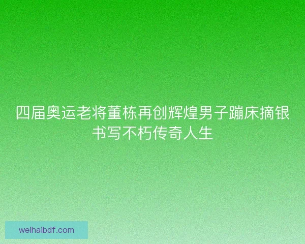 四届奥运老将董栋再创辉煌男子蹦床摘银书写不朽传奇人生 四届奥运老将董栋再创辉煌男子蹦床摘银书写不朽传奇人生